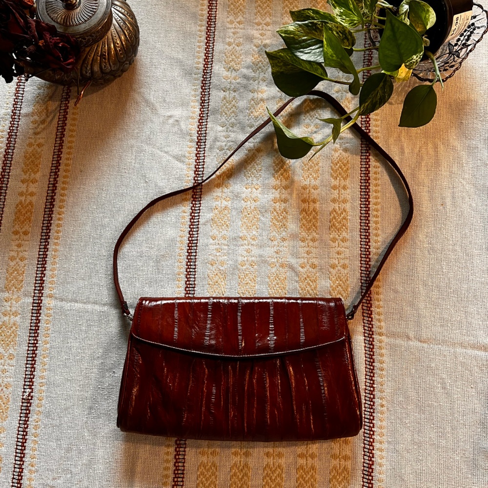Eel Skin DEEP Wine RED EELSKIN PURSE HANDBAG
